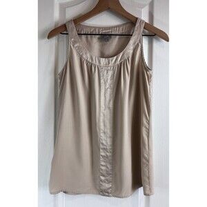 J Jill Women's Silk Sleeveless Blouse Top Champagne Tan Beige Size XS